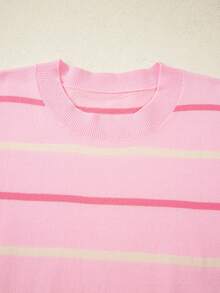 ASVIVID Apricot Striped Drop Shoulder Relaxed Fit Knit Top - Hồng - Xem 8