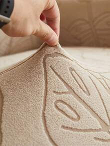 غطاء أريكة مطاطي بنمط ورقي واحد قطعة، غطاء أريكة مقاوم للغبار مصنوع من البوليستر بطراز شمالي حديث، مضاد للانزلاق وسميك، مناسب لأريكة من 1/2/3/4 مقاعد، خاص لديكور الأريكة في فصلي الخريف والشتاء، غطاء وسادة غير مشمول - كاكي - مشاهدة 3