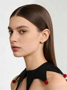 1 chiếc cổ áo rời kiểu chú hề cổ điển, phụ kiện trang phục biểu diễn xiếc cho nam và nữ, thiết kế dễ thương với quả bông trang trí, cổ áo giả đa năng. - màu đen - Xem 6