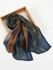 1pc Women's Bohemian Watercolor Print Headscarf, Sun Protection Multicolor Scarf, Elegant Versatile Shawl, Suitable For Daily Use - Navy Blue - View 8