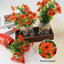 Rustic Wedding & Home Centerpiece: 3-Piece Mason Jar Vase Set On Decorative Wooden Tray – Farmhouse Kitchen, Dining Room, Living Room Decor - 橙色(雛菊) - 查看 4