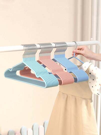5pcs Macaron Color Non-Slip Sturdy Space-Saving Closet Organizer Hanger Hooks For Coats, Shirts, Dresses