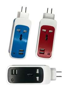 2 piezas Barra multicontacto con 1 enchufes, 2 puertos USB,Adecuado para el hogar, la oficina, los viajes, etc. - Multicolor (2 piezas) - Ver 10