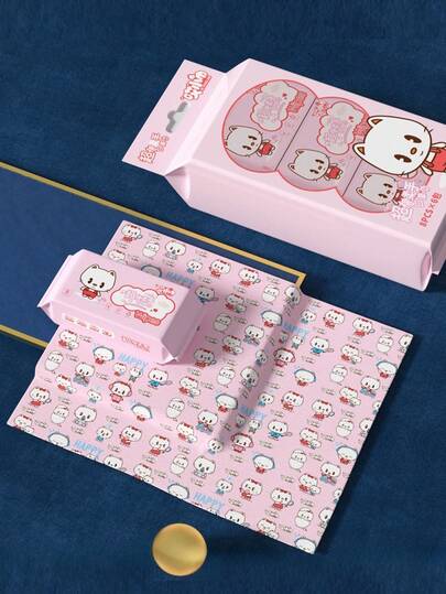 Colorful Printed Portable Small Pack Wet Wipes, Personal Hand & Mouth Cleaning Wet Tissues, Cute Printed Wet Wipes For Students Back To School