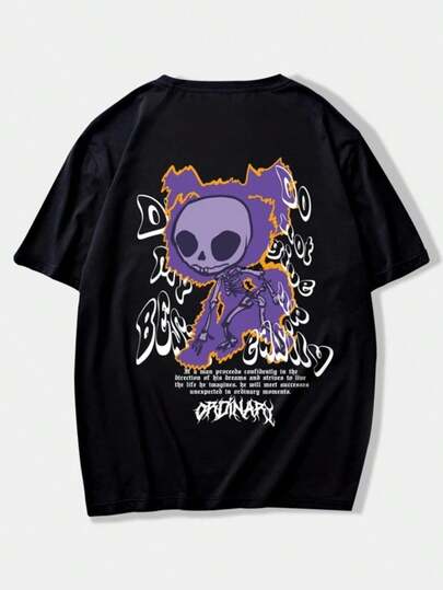 Grafiska T-shirts Dam ROMWE MÄN Gatuliv Herr Slogan Tecknad Grafisk Y2k T-shirt Herr Sommar Casual 180g Ren Bomull T-shirt Mönstrad Tryckt Kortärmad Topp T-shirt