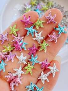 46/96颗混色树脂海星水钻扁平迷你星星，适用于DIY工艺品、婚礼装饰、珠宝制作、美甲和剪贴簿，做工精细 - 彩色 - 查看 5