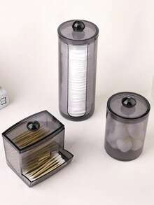 1 cái/3 cái Hộp đựng mỹ phẩm để bàn trang điểm, hộp đựng tăm bông, hộp đựng chỉ nha khoa/băng vệ sinh hình tròn để sắp xếp và cất giữ. Phòng tắm - Nhiều màu - Xem 4