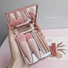 Makeup Brush Set Full Set Genuine Affordable Student Mini Portable Small Set Loose Foundation Eye Eye Shadow Brush Three-Piece Set - Pink - View 2