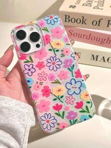 Flower 1pc Floral Pattern Shockproof Full Coverage Phone Case Suitable Compatible With Iphone11/12/13/14/15/16/17/PROMAX - Multicolor - View 4
