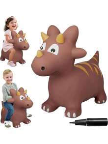 Unicornio Hinchable para Saltar Hinchable para Saltar, Inflables para Niños, Caballo Montable, Caballos de Juguete con Bomba, Juguetes para Niños 4-10 Años (Marrón - Triceratops),41014841 - Multicolor - Ver 1