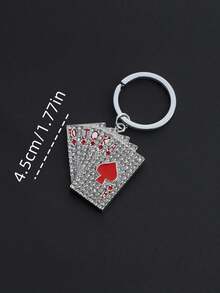 1 chiếc móc khóa hình lá bài poker bằng thép không gỉ, đính đá lấp lánh, hình lá bích, lá thẳng, lá thẳng, phụ kiện túi xách, đồ dùng dễ thương cho nữ, đồ trang trí xe hơi. - Nhiều màu - Xem 2