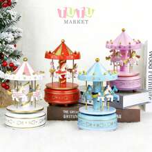 Caja De MúSica CláSica Accionada A Mano, Regalo De CumpleañOs Creativo Y RomáNtico Para Parejas, Elegante DecoracióN De Escritorio, Caja De MúSica De Carrusel Giratorio A Cuerda, Ornamento Musical Con TemáTica De Caballos Blanco-Rosa-Rojo-Azul, Caja De MúSica Decorativa Para DecoracióN De PasteleríA Y Ocasiones De Regalo, Caja De MúSica Giratoria - rosa - Ver 9