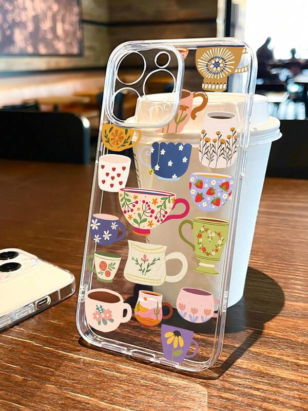 Funda de teléfono a prueba de golpes y antihuellas con diseño de taza de té con grafiti pintado, patrón artístico transparente TPU, compatible con Galaxy/ 17/17 Pro/17 Pro Max/16/16 Pro/16 Plus/15/15 Pro Max/15 Pro/11/12/13/14 Pro Max/11 Pro/11 Pro Max/12 Pro/12 Pro Max/13 Pro/13 Pro Max/14 Pro/14 Pro Max, cubierta suave y creativa de primera calidad