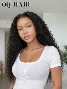 OQ Hair M-Cap 蓬松卷曲预剪9x6透明蕾丝漂白发结免胶假发，200%密度，18-28英寸真人发，细小发结，预拔发际线，无需胶水，自然色，适合新手，外观自然，日常佩戴，办公场合，派对造型，Y2K酷炫风，度假装扮，户外角色扮演，校园，学校假期，派对，节日，情人节礼物，女士之选 - SNatural - 查看 3