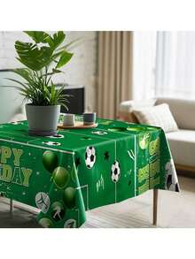 1件绿色足球主题一次性桌布，塑料材质，印有足球图案，适合运动主题生日派对用品、足球迷生日装饰。 - 綠色 - 查看 10