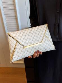 2024 Summer Fashionable Large Capacity Floral Print Clutch Bag, Women Handbag - White - View 3