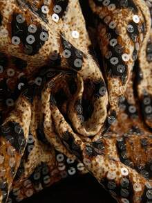 Shorts da donna con stampa leopardata e paillettes, shorts casual quotidiani, stile retrò alla moda, adatti per primavera/estate, essenziali per festival musicali, essenziali per donne alla moda - Dorato - Visualizzare 6