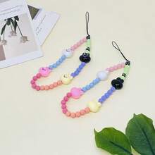 New Year Bestseller Phone Lanyard, Blue Series Pearl Beaded Bracelet Strap, Women's Phone Charm, Celebrity Same Style, Colorful Rabbit Beaded Wrist Strap, Phone Decor Compatible With Android And Most Smartphone,Gifts For Mother, Family, Friends, Kids, Birthday, Holiday Phone Chain - Multicolor - View 4