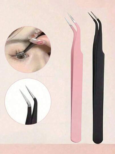 Professional Grade Stainless Steel Tweezers, Macaron Color High Precision Tweezers - Straight And Angled Tweezers With Silicone Protective Cover, Eyelash Tweezers, Grooming Tweezers, Beading Tweezers, Nail Tweezers, Repair Tweezers, Suitable For DIY And Handicrafts