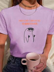 Camiseta Babylook Feminina  ESTAMPA  DE CARNAVAL SOBREVIVER 100% Algodão Várias Cores - Roxo - Visão 3