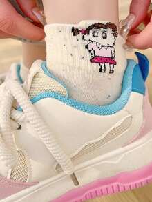 CRAYON SHINCHAN 5 Pairs Women's Crayon Shin-Chan Cartoon Pattern Soft & Comfortable Ankle Socks - Multicolor - View 2