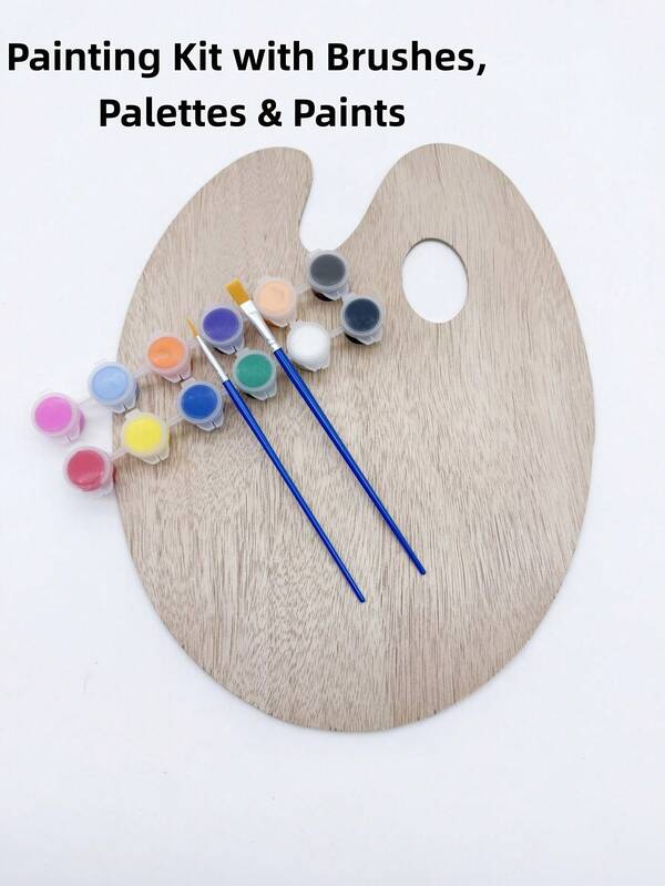 Oval Shaped Wooden Palette With Ergonomic Thumb Hole, Smooth Mixing Surface - High Quality Painting Tool Suitable For Indoor And Outdoor Painting