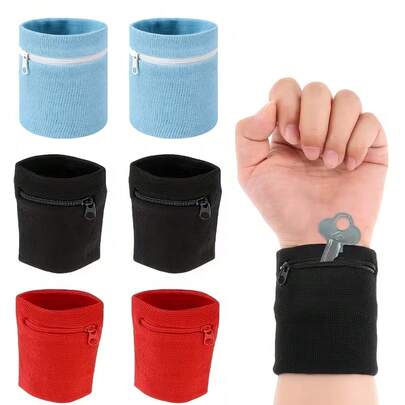 2ชิ้น สายรัดข้อมือซิป, สายรัดข้อมือกีฬากลางแจ้งน้ำหนักเบาพร้อมกระเป๋าซิป, เหมาะสำหรับผู้ชายและผู้หญิงวิ่ง, เดินป่า, ฟิตเนส, สามารถเก็บกุญแจ, การ์ดและสิ่งของอื่นๆ