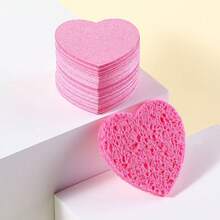 50pcs Heart-Shaped Natural Sea Sponge Pads - Professional Quality Face Cleansing Sponges, Suitable For Washing, Exfoliating And Makeup Removal - Heart-shaped - View 3