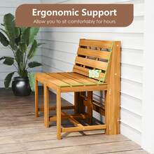 3-In-1 Outdoor Acacia Wood Loveseat Bench Furnitur With Slatted Seat For Garden - Natural - View 6