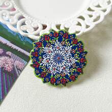 1件复古可爱土耳其风格花卉对称几何图案浮雕陶瓷材质，适用于家居装饰、冰箱贴、白板贴、旅行纪念品以及节日/生日礼物。 - 花朵冰箱貼 - 查看 10