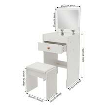 Compact Makeup Vanity Table With Mirror & Stool, 40cm Flip-Up Dressing Table For Bedroom With Storage Compartments, Vanity Table With Mirror For Bedroom, Space-Saving Vanity Desk - Warm White, Black Walnut, White Oak - Warm White - View 7
