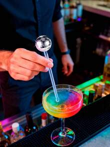 5件套 70年代派对酒吧咖啡厅塑料圆顶镜面鸡尾酒搅拌棒 - 彩色 - 查看 5