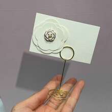 4pcs Reusable Signature Cards With 1 Gold And 1 Silver Metal Holders, Suitable For Birthday Parties, Seating Cards, And Drink Menu Cards - White - View 6