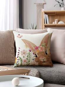 2 vỏ gối trang trí kiểu Phục Sinh, vỏ gối hình thỏ với họa tiết trứng Phục Sinh và thỏ, 100% sợi polyester không gây dị ứng, chất liệu vải lanh cổ điển, khóa kéo ẩn, có thể giặt máy, vỏ gối trang trí nhà cửa cho ghế sofa, phòng khách, phòng ngủ, không kèm ruột gối. - Nhiều màu - Xem 5