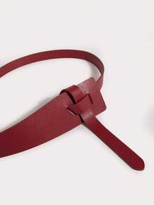 1pc Women's Versatile Waist Belt, Soft & Fashionable Knotted Wide Waist Cincher For Coats & Dresses - Diagonal Knot Waist Belt - View 5