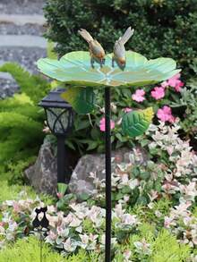 1个复古金属鸟浴盆，户外悬挂式喂鸟器，铸叶造型，防锈，铜绿垂直喂鸟站，耐用草坪庭院花园装饰，爱鸟人士用品 - K44 - 查看 1
