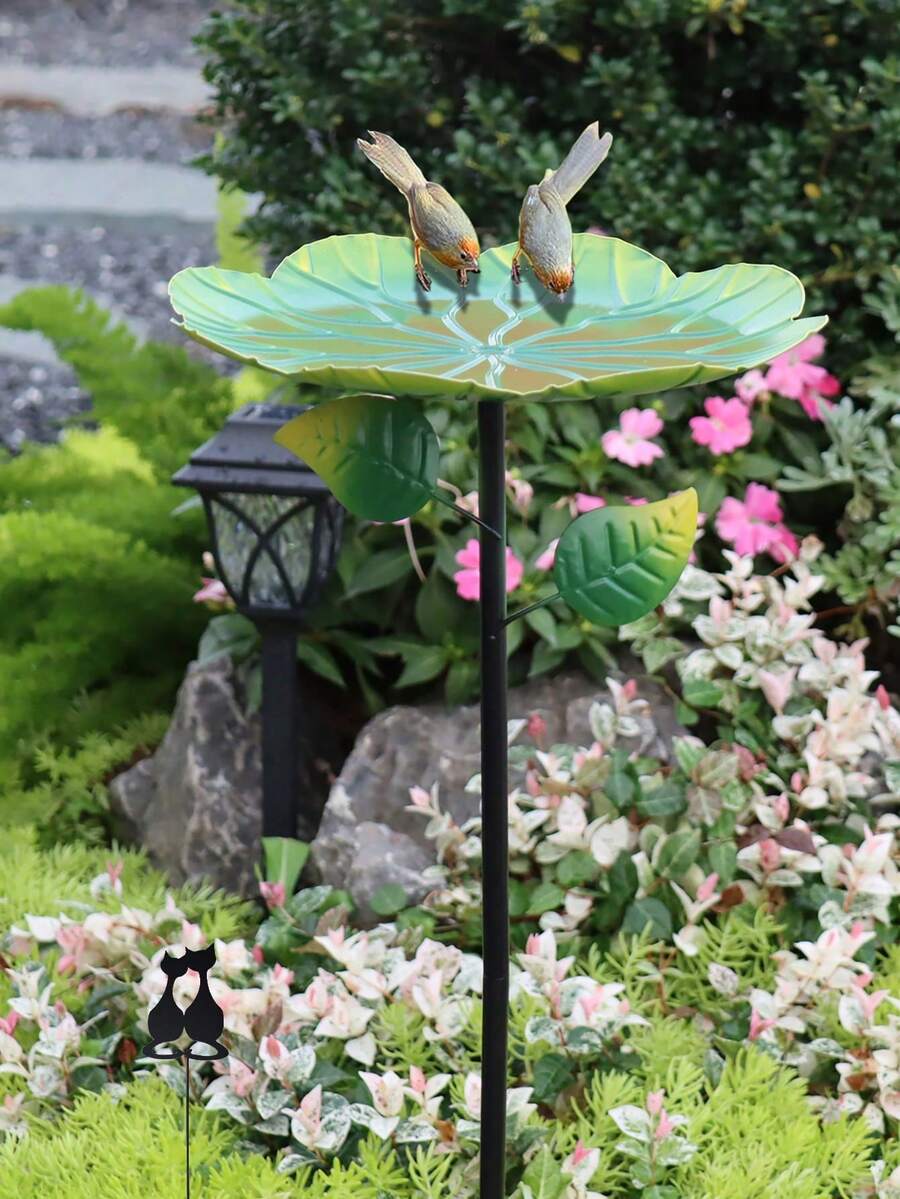 1个复古金属鸟浴盆，户外悬挂式喂鸟器，铸叶造型，防锈，铜绿垂直喂鸟站，耐用草坪庭院花园装饰，爱鸟人士用品 - K44 - 查看 1