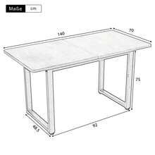 Dining Table And Chair Set, Set Of 5, 4 Velvet Dining Chairs And 1 Rectangular Dining Table, Coffee Table, Rattan Lounge Chairs, Modern And Minimalist, Grey + Green + Black - Grey - View 4