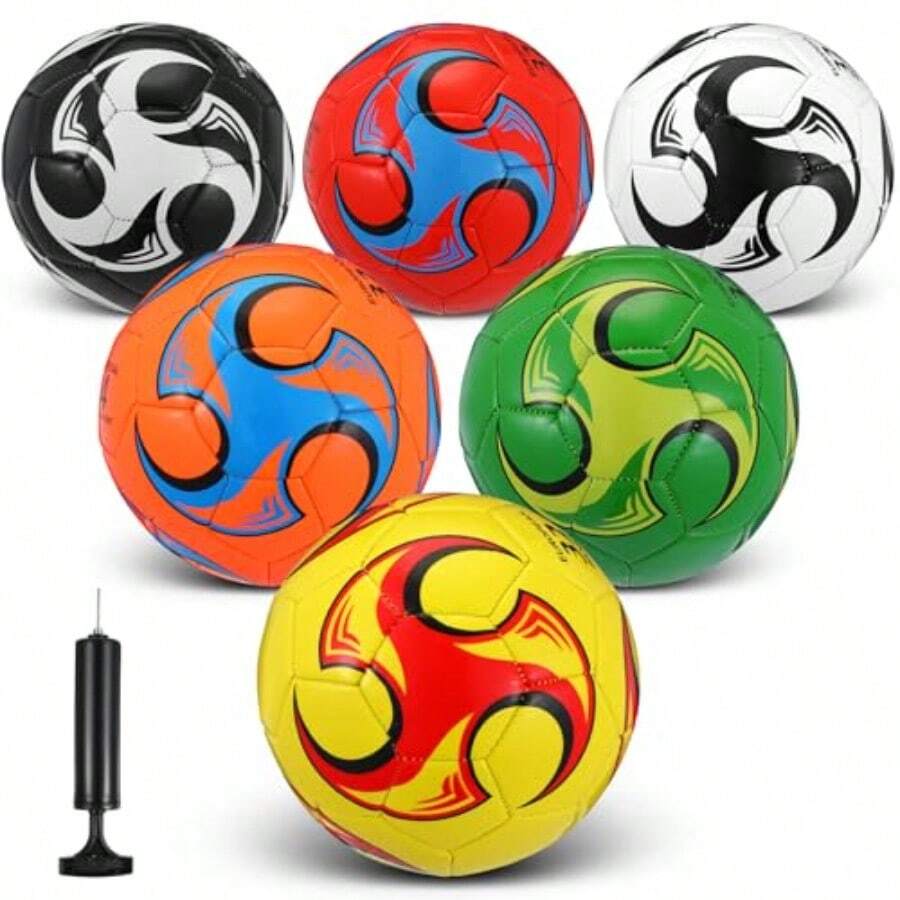 Superior Bronz Lunmon 6 Pcs Operation Christmas Soccer Ball Bulk With Pump Size 5/4/3 For Indoor Outdoor Sport Practice Competition Sport Training Accessories For School Supplies Youth Adults Gifts - Red Green Black Yellow Orange White - View 1