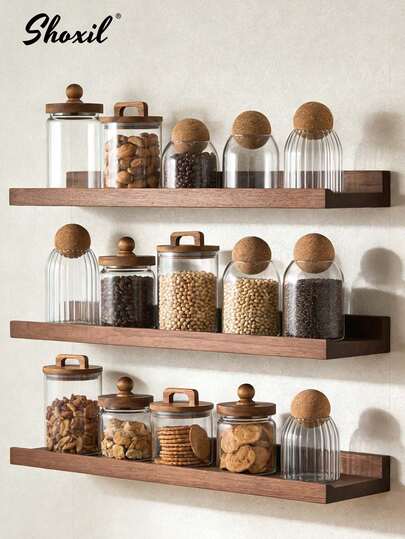 shoxil 1pc Glass Coffee Jar, Storage Jar, Tea Jar, Sealed Cork Glass Jar, Coffee Bean Dried Fruit Storage Jar,