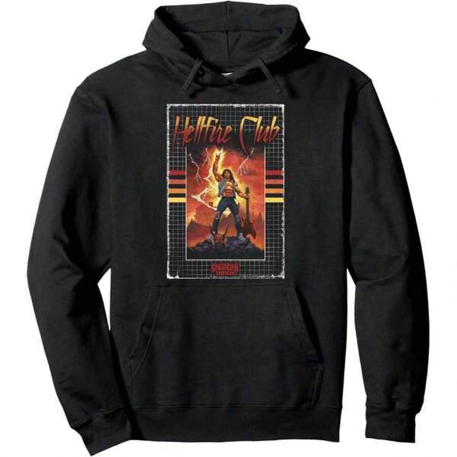Stranger ThingsA 4 Eddie Munson Hellfire Club Guitar Power Pullover Hoodie - Black - View 1