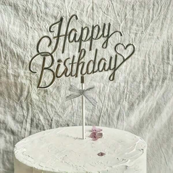 1 Stück Plastik Geburtstagstortenaufsatz, 3D "Alles Gute zum Geburtstag" & Herz Design, großer 3D Alles Gute zum Geburtstag Tortendekor für Partytorten, 3D Englisch Geburtstag Herz Tortendekor für Dessert Tisch Partytortendekorationen