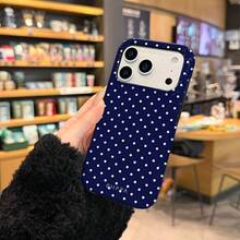 GIIPPA 1个海军蓝底白色波点手机壳，兼容 15/14/13；1个时尚棕色波点手机壳，兼容 15/14/13 Pro Max/Plus；防震全方位保护；纤薄贴合设计；适合女性和女孩；货号：35460；也兼容 17 Air。 - 藍色 - 查看 2
