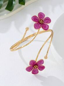 1pc Irregular Shaped Floral Arm Cuff For Women, Stylish Accessory For Summer Parties, Weddings, Vacations, Back To School, New Year Gifts For Friends And Family - White - View 4