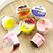 Móc khóa hình bánh pudding mới năm 2026, móc khóa thạch giống thật, đồ chơi bóp mềm kiểu Nhật có độ đàn hồi chậm - Món quà hoàn hảo, quà sinh nhật, quà lý tưởng, quà bất ngờ, quà ngày lễ, quà tặng cặp đôi, quà Halloween, quà Giáng sinh, quà tặng game thủ - Nhiều màu - Xem 2