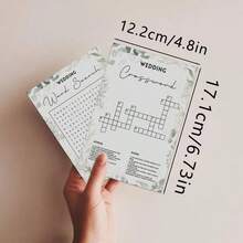 Bộ 40 trò chơi giấy khổ 5x7 inch dành cho đám cưới - Trò chơi đố vui cho cặp đôi mới cưới / Bingo cho khách mời / Trò chơi tìm đồ vật / Trò chơi tìm từ, Trò chơi chủ đề cây bạch đàn cho tiệc cưới và các trò chơi chờ đợi, Trò chơi phá băng trong tiệc cô dâu. - Màu xanh chanh - Xem 3