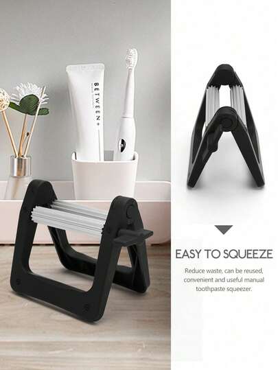 牙膏挤压管挤压器分配器，哑光塑料和不锈钢材质，适用于烹饪、宠物、烘焙、美发沙龙、化妆品、油漆管、染料等用途（黑色）