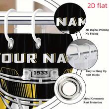 Shower Curtain-70.8 Inches On Each Side, 1pc "YOUR NAME PITTSBURGH" Printed Shower Curtain With Hooks, "American Football Helmet" Design, 71x71 Inches, All-Season Use, Christmas Decoration, Polyester, Valentine's Day Decoration, Bathroom Accesssories - 71x71吋/180x180厘米 - 查看 6