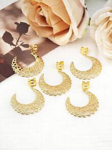 5pcs Alloy Hollow Mesh Shape Hair Ring For Dreadlock Vintage Hairpin For Women Girl Hair Accessories Loc Hair Jewelry For Braids - Gold - View 3