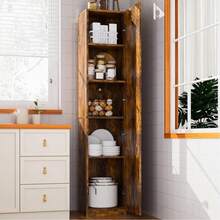 CY 32*30*182CM Estante Organizador Alacenas Para Cocina Mueble Organizador Alacenas Para Despensa Espacio de Almacenamiento Cinco Niveles Con Puerta de Vidrio El Tamaño es 32*30*182CM - Negro opaco - Ver 5